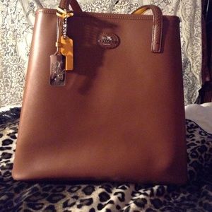 Authentic XL all leather brown Coach Purse